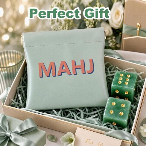 Natural Green Aventurine Mahjong Dice Set with MAHJ Bag in Saudi Arabia