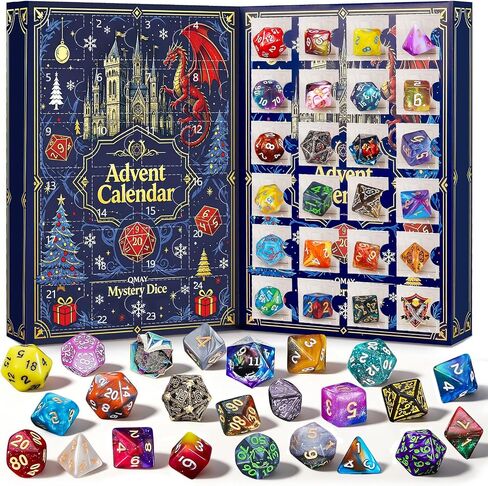 QMAY Mystery Dice Set – 7 Pcs Acrylic Polyhedral Dice + 1 Pcs Velvet Bag in Saudi Arabia