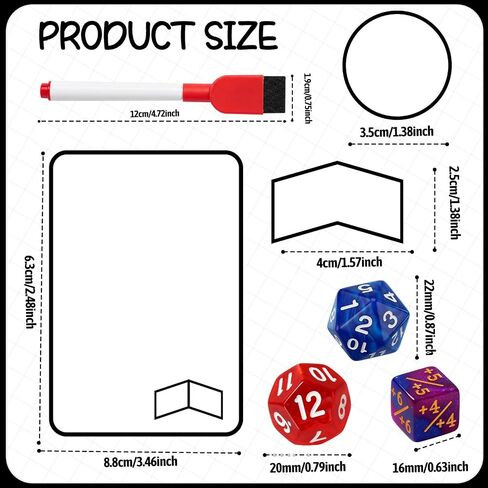 180 Piece MTG Dice Set with Dry Erase Tokens Kit with Counter Dice, Keyword Ability Dice, Shield Dice, Spindown D20s, Markers, Microfiber Erasers & Storage Box for or MTG, EDH Cards Game Accessories in Saudi Arabia