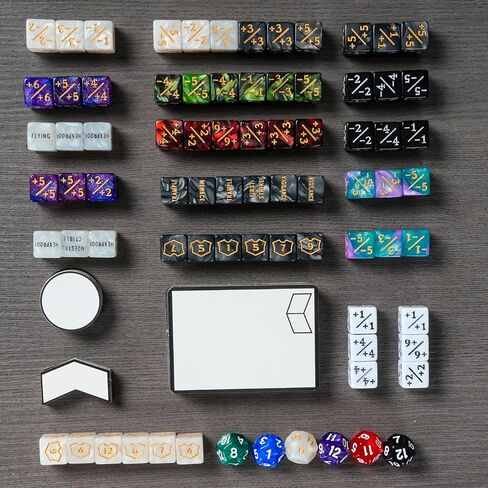 180 Piece MTG Dice Set with Dry Erase Tokens Kit with Counter Dice, Keyword Ability Dice, Shield Dice, Spindown D20s, Markers, Microfiber Erasers & Storage Box for or MTG, EDH Cards Game Accessories in Saudi Arabia