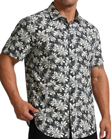 MCULIVOD Men's Printing Short Sleeve Casual Button Down Shirt,Hawaiian Tropical Fruit Pineapple Shirts in Kuwait