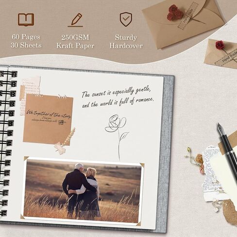 Popotop Scrapbook Photo Album, 12x12in 60Pages DIY Hardcover Kraft Blank Memory Book with Personalized Display Picture Window for Family, Wedding, Guest Book, Anniversary, Baby, Travel, Christmas in Saudi Arabia