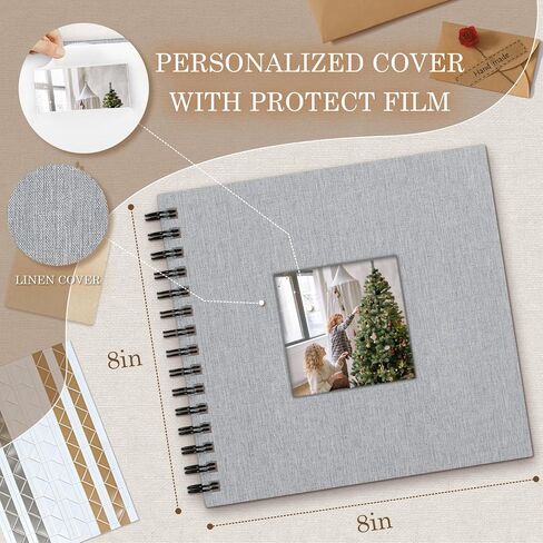 Popotop Scrapbook Photo Album, 12x12in 60Pages DIY Hardcover Kraft Blank Memory Book with Personalized Display Picture Window for Family, Wedding, Guest Book, Anniversary, Baby, Travel, Christmas in Saudi Arabia