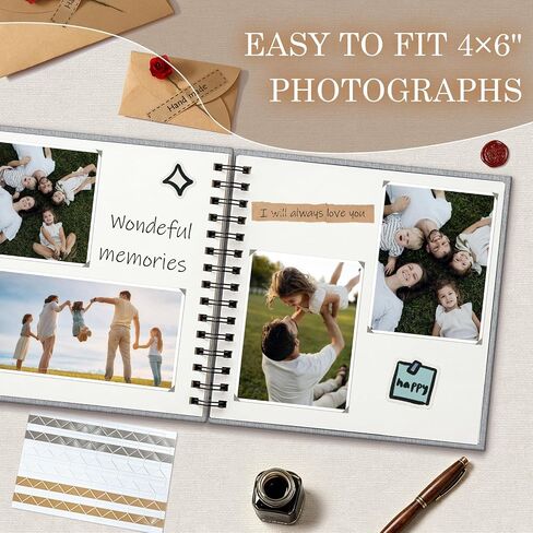 Popotop Scrapbook Photo Album, 12x12in 60Pages DIY Hardcover Kraft Blank Memory Book with Personalized Display Picture Window for Family, Wedding, Guest Book, Anniversary, Baby, Travel, Christmas in Saudi Arabia
