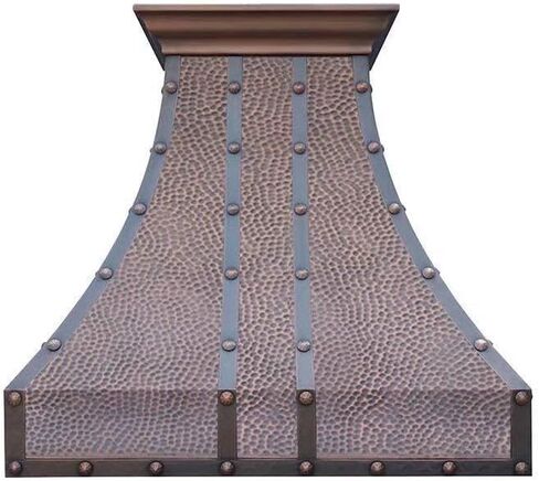 SINDA 30"Wx30"H Wall Mount Hand-Crafted Copper Range Hood for Kitchen with SUS304 Liner and Baffle Filter, Light Hammered-Antique Copper, H6LTRW3030 in Kuwait