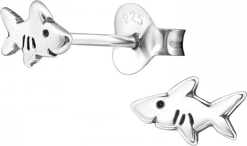 SAE99 Shark .925 Sterling-Silver VERY TINY Stud Earrings, Multiple Piercing, for Cartilage, Helix, 2nd Ear Piercing (Nickel Free) in Kuwait