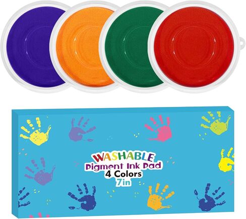 7 Inch Large Ink Pad for Kids Washable | Washable Stamp Pads for Classroom Stamps, Scrapbook Supplies Kit & Fabric Crafts (8 Colors) in Saudi Arabia