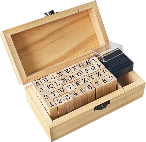 70Pcs Wooden Rubber Alphabet Letter Number Stamps, Rectangular, Capital & Lower Case, DIY Craft Card Making, Scrapbooking Supplies (Dark Wooden) in Saudi Arabia