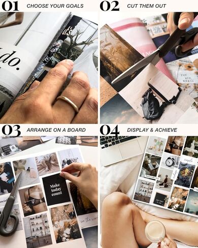 Vision Board Book Magazine for Women - 1000+ Diverse Pictures, Quotes, Self-discovery Exercises | Complete Collage Clip Art Supplies Kit for Adults | Ideal for Vision Mood Board Party & Manifestation in Kuwait