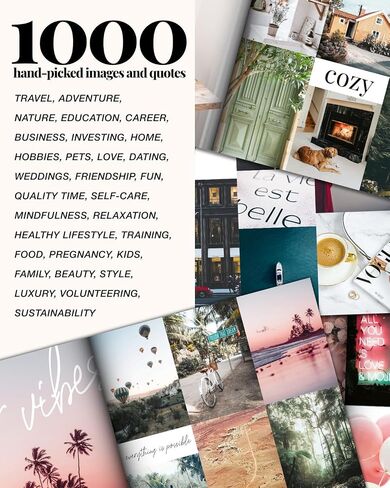 Vision Board Book Magazine for Women - 1000+ Diverse Pictures, Quotes, Self-discovery Exercises | Complete Collage Clip Art Supplies Kit for Adults | Ideal for Vision Mood Board Party & Manifestation in Kuwait