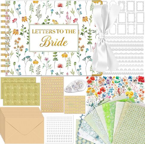 Letters to the Bride Scrapbook Kit, 8.7x6.8 Inch Wedding Guest Book &Memory in Saudi Arabia