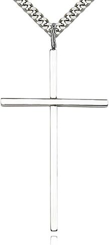 Heartland Men's Large Sterling Silver Thin Cross Pendant USA Made in Kuwait