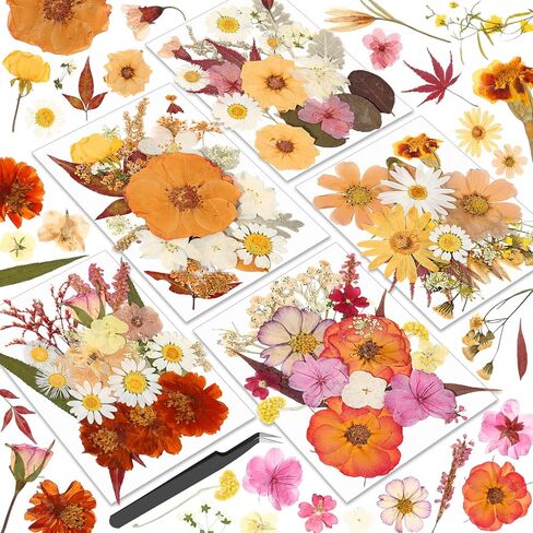 140 Pcs Dried Pressed Flowers for Resin, Real Pressed Flowers Dry Leaves Bulk Natural Herbs Kit for Scrapbooking DIY Art Crafts, Epoxy Resin Jewelry Molds, Candle, Soap Making, Nails Décor in Kuwait