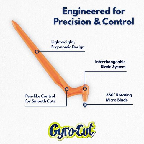 Gyro-Cut Pro Craft Cutting Tool with 15° Standard Steel Blade – Rotating Crafting Knife for Precision Curves, Paper Crafts, and Stencil Making and Mylar, Acetate, Vinyl in Kuwait