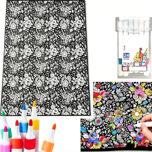 DIY Colouring Blanket Set 59×49in Velvet Blanket with Complimentary 24 Markers - Color . Designed for Adults to Create Cozy Room Decor for your Sofa. A Creative and Personalized Home Gift. in Saudi Arabia