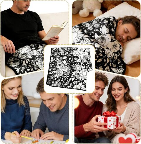 DIY Colouring Blanket Set 59×49in Velvet Blanket with Complimentary 24 Markers - Color . Designed for Adults to Create Cozy Room Decor for your Sofa. A Creative and Personalized Home Gift. in Saudi Arabia
