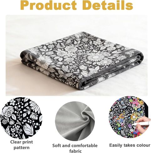 DIY Colouring Blanket Set 59×49in Velvet Blanket with Complimentary 24 Markers - Color . Designed for Adults to Create Cozy Room Decor for your Sofa. A Creative and Personalized Home Gift. in Saudi Arabia