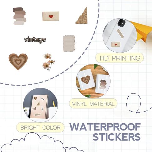 120 Pcs Vintage Aesthetic Stickers, Scrapbook Supplies in Saudi Arabia