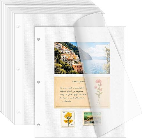 VOKOY 100 Sheets/200 Pages Photo Album Pages for 3 Ring Binder, Self Adhesive Scrapbooking Album Refill Pages Replacement Photo Album Sheets for 2x3 4x6 5x7 8x10 Photo or Cards, 11 x 9 Inch in Saudi Arabia