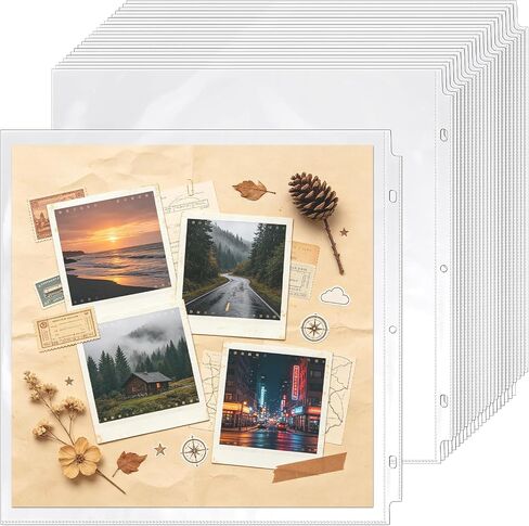 VMIAPXO 100 Pack 12 "× 12" حماية صفحات الدفاع ، الأكمام الواقية للورق الحرفي صور جيوب تخزين فينيل تخزين منظمات SCRAPBOOK SCROPBAIN in Kuwait