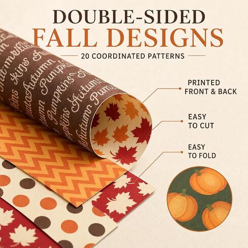 60-Sheet Fall Scrapbook Paper, 20 Double-Sided A4 Designs in Saudi Arabia