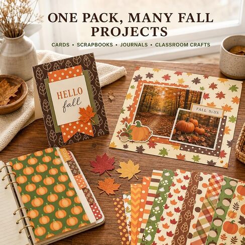 60-Sheet Fall Scrapbook Paper, 20 Double-Sided A4 Designs in Saudi Arabia