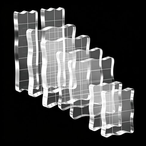 8 Items Acrylic Stamp Block with Grid Lines, Acrylic Blocks in Saudi Arabia