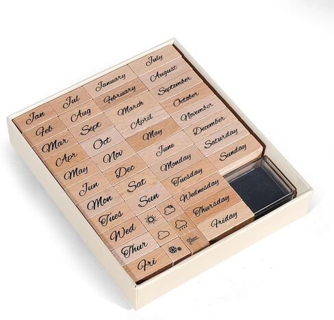 CraftyManor 39 PCS Small Letter Stamps and Ink Pad for Crafting, Clay Alphabet Wooden Rubber Stamp Kit, DIY Craft Scrapbook Supplies for Card Making (Small-41PCS) in Saudi Arabia
