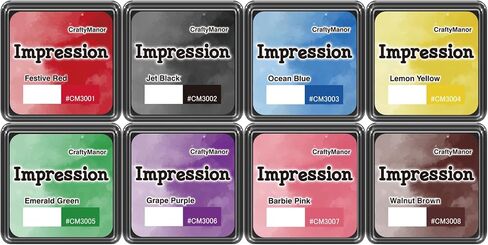 CraftyManor Mini Smudge Ink Pads for Stamps, Water Based Halo Dye Stamp Pad for Scrapbooking, DIY Craft Scrapbook Supplies for Adults (8 Colors) in Saudi Arabia