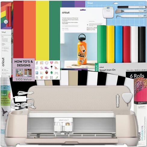 Cricut Maker 4 Cutting Machine Ultimate Beginner Sticker Making Bundle - Print Then Cut Machine with Waterproof Sticker Paper & Vinyl for Custom Stickers & Small Business, Seashell Die-Cutting Machine in Saudi Arabia