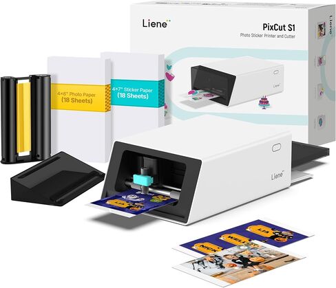 Liene PixCut S1 Color Sticker Printer & Cutting Machine - All-in-One Sticker Maker for DIY Crafts, Custom Labels & Gifts. Thermal Dye-Sublimation Photo Printer, 300 DPI, Precise AI Auto-Cutting in Saudi Arabia