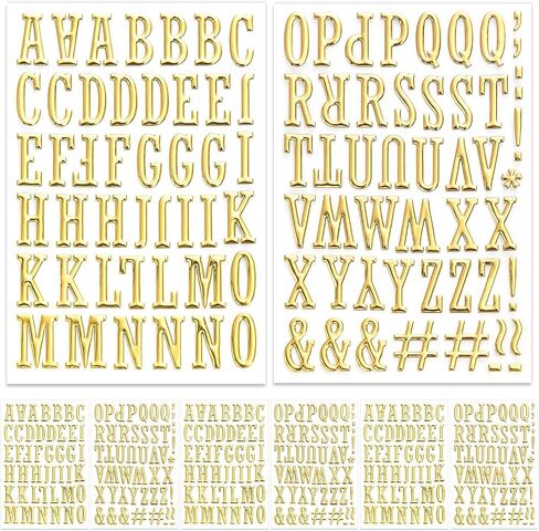 6 Sheets Gold Puffy Letter Stickers, 3D Foam Alphabet Stickers Sticker in Saudi Arabia