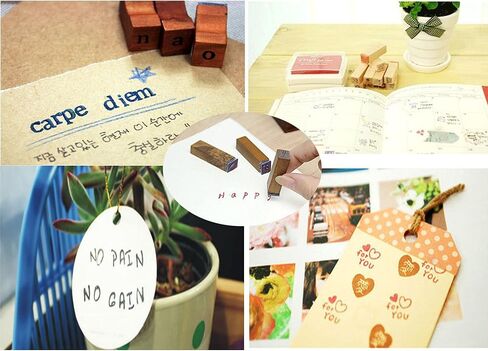Rubber Stamp Letters Alphabets, Dedoot 70 pcs Alphabet Mini Stamps for Pottery Vintage Wooden Number and Letter Symbol for Clay Crafts, Card Making, Kids Painting in Kuwait