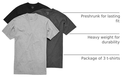 Stafford 3-Pack Men's Heavy Weight 100% Cotton Crew-Neck T-Shirt Black/Grey in Kuwait
