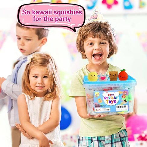 80 Pcs Party Favors for Kids 4-8, Kawaii Squishies Mochi Squishy Toys Bulk in Kuwait