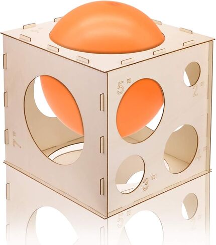 9 Holes Collapsible Wood Balloon Sizer Cube Box from 2" to 10",Balloon Measurement Tool for Birthday,Wedding,Party Decorations,Balloon Arches Columns (12" x 12" x 12") in Kuwait