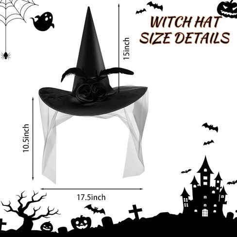 JUSTOTRY Halloween Witch Hat - Halloween Costume Witches Hats for Women in Kuwait
