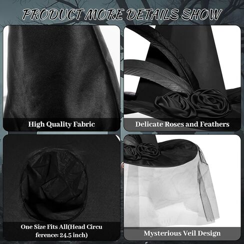 JUSTOTRY Halloween Witch Hat - Halloween Costume Witches Hats for Women in Kuwait