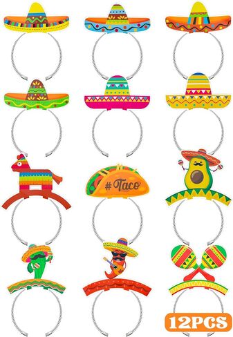 Melisheer Cinco De Mayo Decorations, Sombrero Party Hats, Mexican Colorful Cardboard Headbands, Fiesta Head Toppers Decor in Kuwait