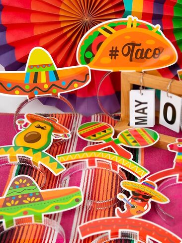 Melisheer Cinco De Mayo Decorations, Sombrero Party Hats, Mexican Colorful Cardboard Headbands, Fiesta Head Toppers Decor in Kuwait