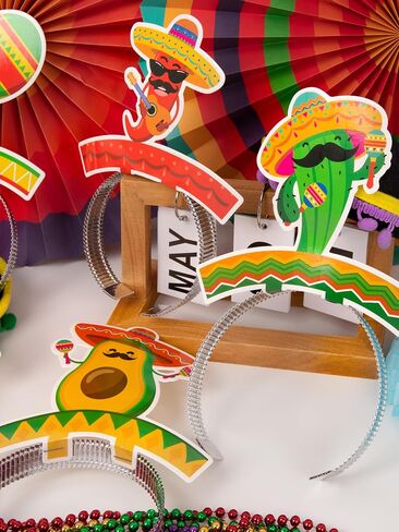 Melisheer Cinco De Mayo Decorations, Sombrero Party Hats, Mexican Colorful Cardboard Headbands, Fiesta Head Toppers Decor in Kuwait