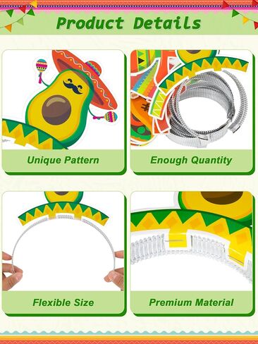 Melisheer Cinco De Mayo Decorations, Sombrero Party Hats, Mexican Colorful Cardboard Headbands, Fiesta Head Toppers Decor in Kuwait