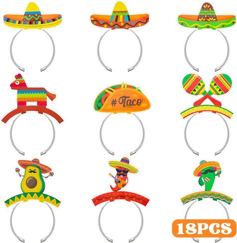 Melisheer Cinco De Mayo Decorations, Sombrero Party Hats, Mexican Colorful Cardboard Headbands, Fiesta Head Toppers Decor in Kuwait