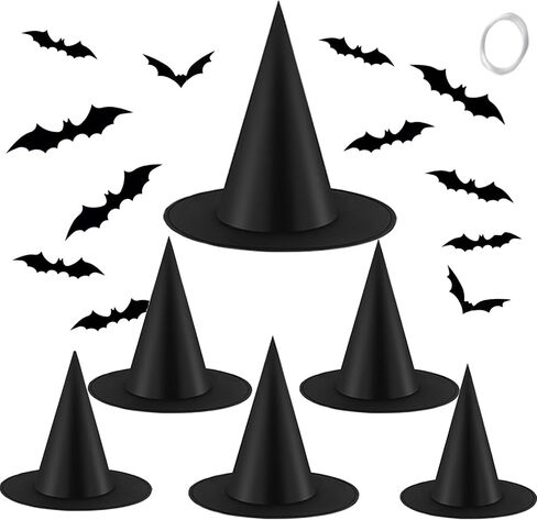 12pcs Halloween Witch Hats + 12pcs 3D Bats Stickers - Costume Accessories for Parties, Cosplay, Carnivals, Holidays in Kuwait