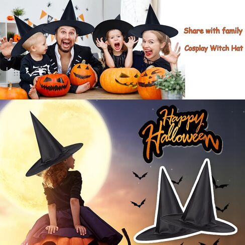 12pcs Halloween Witch Hats + 12pcs 3D Bats Stickers - Costume Accessories for Parties, Cosplay, Carnivals, Holidays in Kuwait