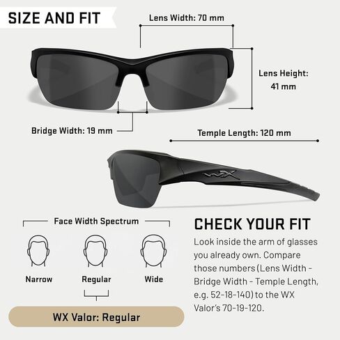 Wiley X WX Valor Tactical Sunglasses, Safety Glasses for Men and Women, Shatterproof UV Eye Protection for Combat, Shooting, Fishing and Extreme Sports, Black Frame, Changeable Lenses, Ballistic Rated in Saudi Arabia