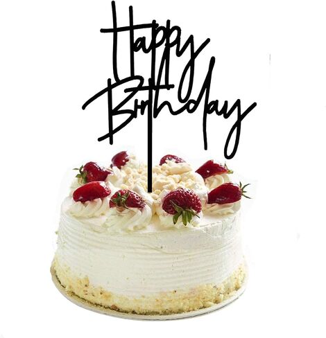 DIY Happy birthday Cake Topper Black Acrylic in Kuwait