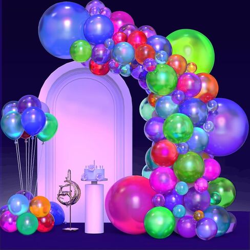 100 Pcs UV Neon Balloons, Neon Glow Party Balloons UV BlackLight Balloons glow in the dark party supplies for Birthday Decorations Wedding Glow Party Supplies Light up Balloons in Kuwait