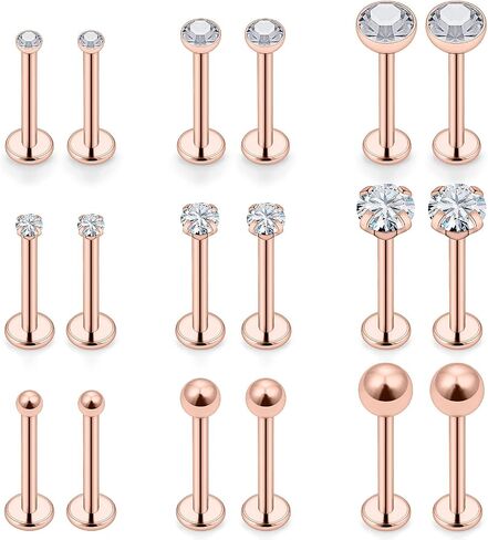 Lcolyoli 16 Gauge Medusa Piercing Jewelry Lip Rings for Women Men Stainless Steel Labret Studs Cartilage Forward Helix Tragus Earrings Monroe Snake Bite Piercing Jewelry 9 Pairs in Saudi Arabia