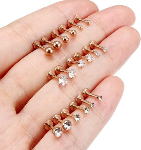 Lcolyoli 16 Gauge Medusa Piercing Jewelry Lip Rings for Women Men Stainless Steel Labret Studs Cartilage Forward Helix Tragus Earrings Monroe Snake Bite Piercing Jewelry 9 Pairs in Saudi Arabia